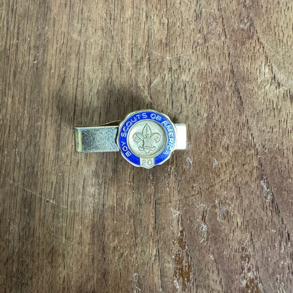 Boys Scouts of American BSA 20 Years Silver Tone Tie Clip‎ Robbins Co Attleboro - Picture 1 of 5